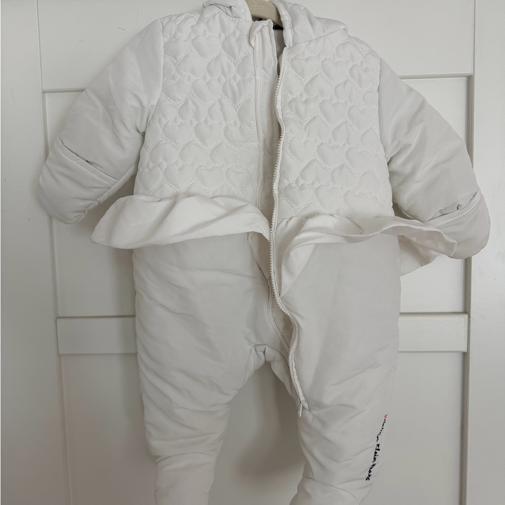 Calvin Klein Baby Girl White Quilted snow suit